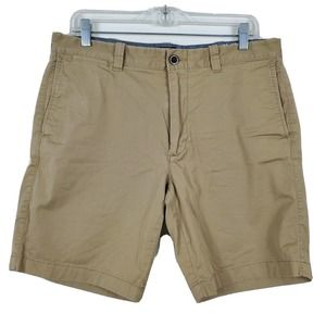 J. Crew Mens Stretch Chino Golf Shorts Cotton Blend Beige Sz 33 9" Inseam